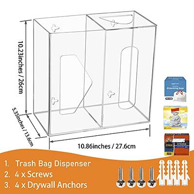 SEANADO Extra Large Trash Bag Dispenser Roll Holder, Wall Mount Acrylic  Kitchen Under Sink Pantry Organizer Storage Box for 13 33 30 Gallon Garbage