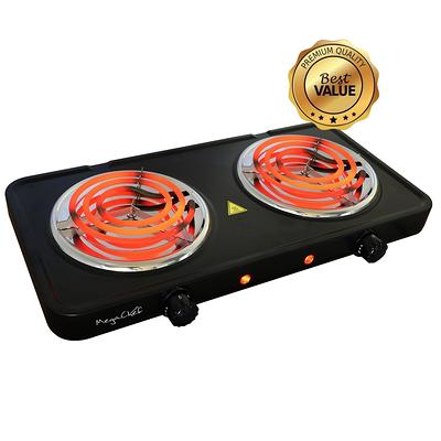 Elexnux Portable 2-Burner 7.6 in. Red Infrared Ceramic Electric