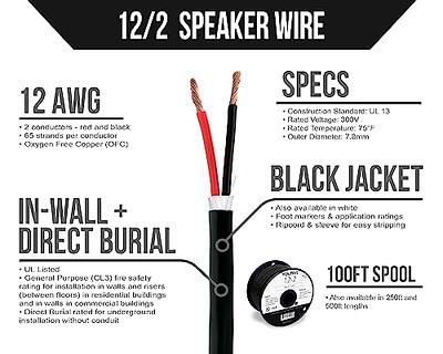 OSD 12/2 CL3 Speaker Cable (250 feet, Black) 12-gauge, 2-conductor