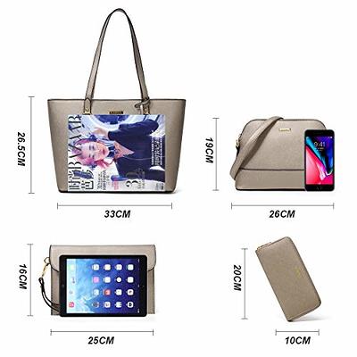 4pcs/set Women Fashion Synthetic Leather Handbags Tote Bag Shoulder Bag Top  Handle Satchel Purse Wallet(Blue)