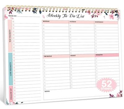  Weekly Planner Notepad Tear Off – 52 Undated Weekly