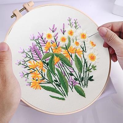 zxbaers 3 Set Embroidery Kit for Beginners Adults, Flower Pattern