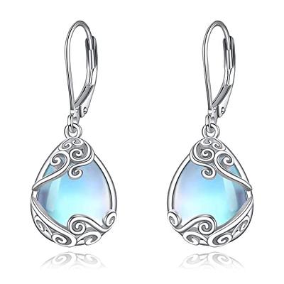 Elegant Moonstone Drop Earrings - Floating Lotus