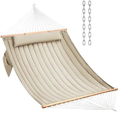 TegerDeger 12FT 2 Person Hammock with Stand Included 55 x 79IN Large  Hammock 450LB Capacity with Hardwood Spreader Bar & Nylon Rope for Outside