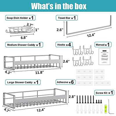 Kayfia 6 Pack Shower Caddy Self Adhesive Shower Shelf for Inside Shower  Large Capacity Bathroom Shower Organizer Rustproof Shower Storage Rack with  4