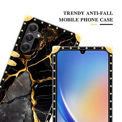 Square Case Compatible iPhone XR Gold Black Marble Luxury Elegant Soft TPU  Shockproof Protective Metal Decoration Corner Back Cover Case iPhone XR