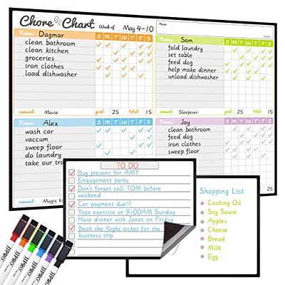 JennaKate Dry Erase Magnet Single Child Chores Chart for Fridge, Routine, Behavior & Homeschool Schedule - 11 inchx14 inch