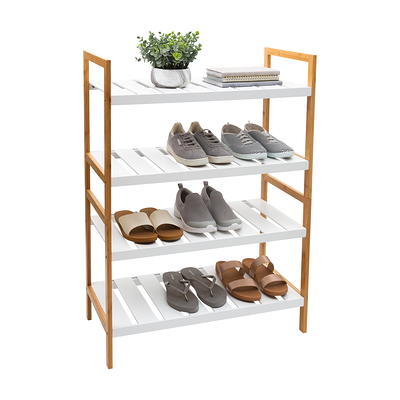 HONEY JOY 43.5 in. H 14-Pair 7-Tier White Wood Double Rows Shoe Rack  Vertical Wooden Shoe Storage Organizer TOPB006641 - The Home Depot