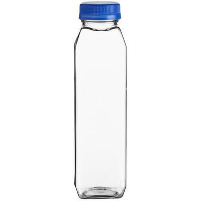 16 oz. Square Carafe PET Clear Juice Bottle with Lid