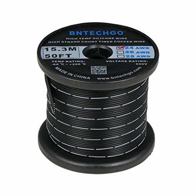 BNTECHGO 24 Gauge Silicone Ribbon Cable Flexible 6P Black 50 ft Flat Cable  24 AWG Stranded Tinned Copper Wire - Yahoo Shopping