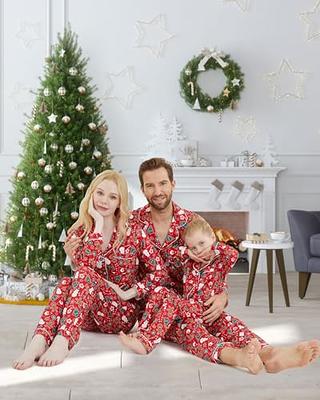 Christmas Family Outfit Set Matching Long Sleeve Blouse + Plaid Long  Trousers Pyjama Set Xmas Sleepwear Holiday Suit for Women Girls Boys 