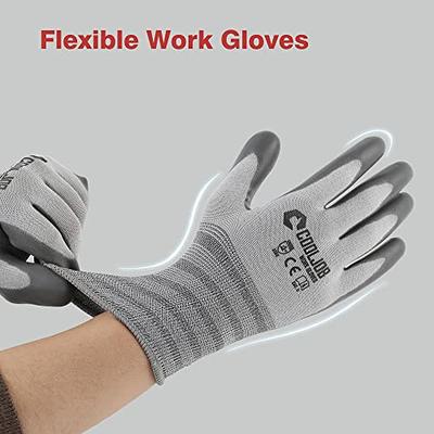 COOLJOB Work Gloves, Rubber Grip and Latex Coated, Non-Slip and