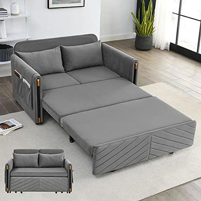 73.23 in. W Light Gray Fabric Twin Size Sofa Bed with Armrest