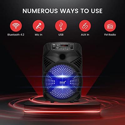 Portable Bluetooth PA Speaker System - 300W Rechargeable Indoor/Outdoor  Bluetooth Portable PA System w/ 8” Subwoofer 1” Tweeter, Microphone In,  Party Lights, MP3/USB, Radio, Remote - Pyle PPHP836B - Yahoo Shopping