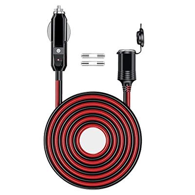 SPARKING 12FT Car Cigarette Lighter Extension Cord 12FT - Male Plug to  Female Socket 16AWG Heavy Duty Extension Cable with LED Lights Power for  Tire