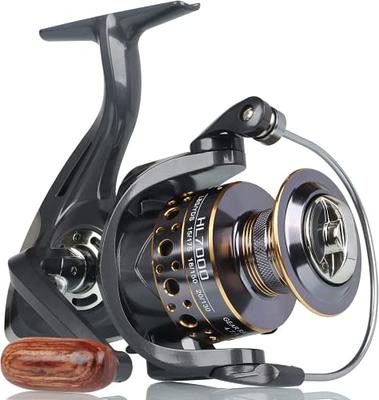 HPLIFE Spinning Reel, Saltwater Fishing Reels with Wooden Handle