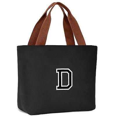 Monogrammed Insulated Lunch Tote - BLACK/WHITE