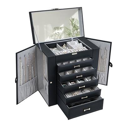 Vlando Large Jewelry Box Storage Organizer with 5 Big Drawers