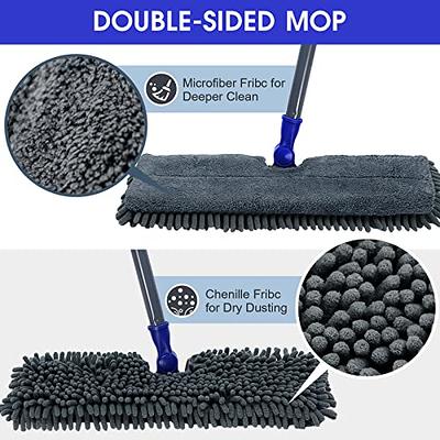 Chenille Microfiber Flat Mop Floor Cleaning Mop, Wet Dry Used Mop