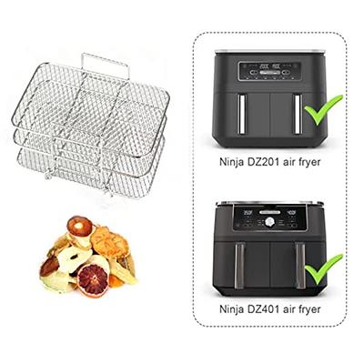 3Pcs Stackable Air Fryer Rack Compatible with Ninja Dual Air Fryer,  Rectangle Stainless Steel Dehydrator Rack Compatible with Ninja Dual Air  Fryer