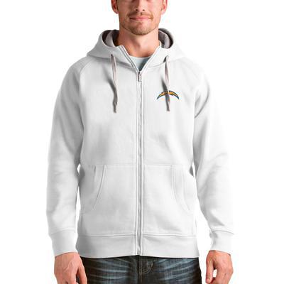 Men's Antigua White Los Angeles Rams Metallic Logo Victory Pullover Hoodie