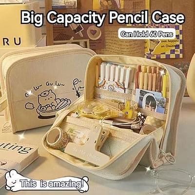 ONEDONE High Capacity Pencil Case Large Storage Pen Pencil Pouch Pencil Bag  180 Degrees Opening 3 Compartments Pencil Box Organizer Cases Asthetic