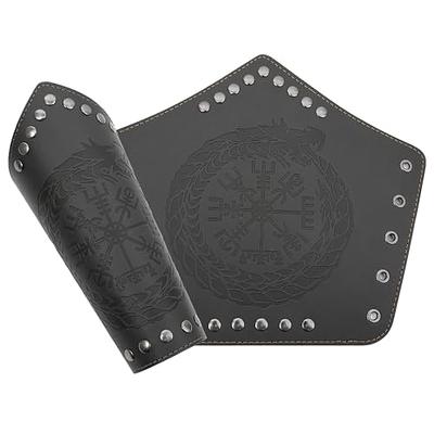 1pc 2pcs Renaissance Medieval Knight Viking Bracers Exquisite Pu Leather  Embossed Pattern Arm Guards Imitation Fur