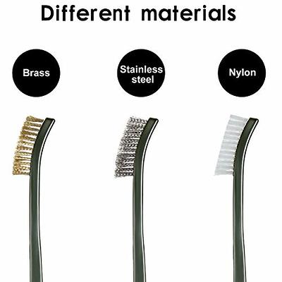 3Pcs Stainless Steel/Brass/Nylon Brushes Set 7inch - Small Mini Wire Metal  Scratch Brush for Cleaning Rust, Drill, Small Spaces, Polishing (Blue) -  Yahoo Shopping