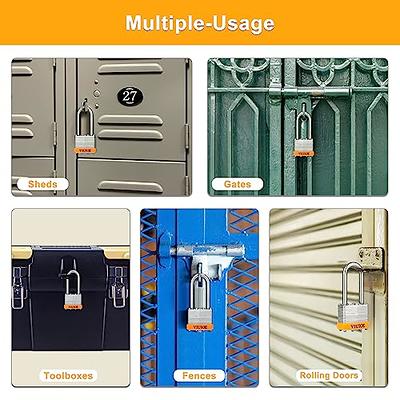 VIUIOE 4Pcs Keyed Alike Padlocks with Keys - Long Shackle Gym Locker Lock  with Keys - Laminated Pad