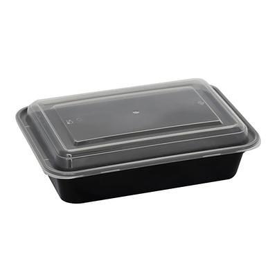 Asporto Microwavable To-Go Container - BPA Free PP Rectangular Take Out Food Container with Clear Plastic Lid - Catering & Takeout - 24 oz - Black