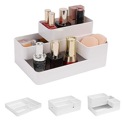 mDesign Plastic Stackable Bathroom Vanity Storage Organizer with Drawer, Medium - 4 Pack - Clear