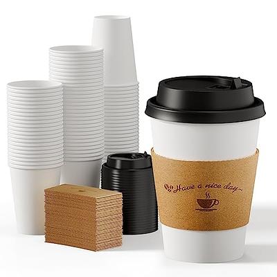 [100 Pack] 12 oz. White Paper Hot Cups, Coffee Cups