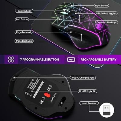 MELOGAGA Wireless Gaming Mouse, Mouse Jiggler for Laptop, Rechargeable 2.4G  USB Cordless Mice with Mouse Wiggler Mover, RGB Backlight, 3 DPI + 7  Buttons for PC Mac Chromebook Desktop Computers - Yahoo Shopping