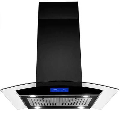 Cosmo 36-Inch 380 CFM Island Range Hood in Stainless Steel with Temper