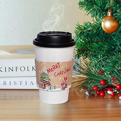 24pcs 16 oz 6 Designs Christmas Disposable Paper Cups with Cup Sleeves and Lids