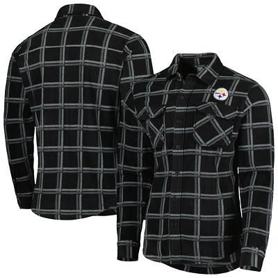 Men's Antigua Black Pittsburgh Steelers Victory Button-Up Cardigan