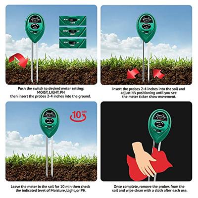 Soil pH Meter, 3-in-1 Soil Test Kit For Moisture, Light & pH, A Must Have  For Home And Garden, Lawn, Farm, Plants, Herbs & Gardening Tools