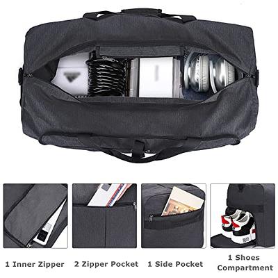 65L Travel Duffel Bag, Foldable Large Duffle Bag with Shoes Compartment, Weekender Bag for Men & Women, Waterproof & Tear Resistant-Black