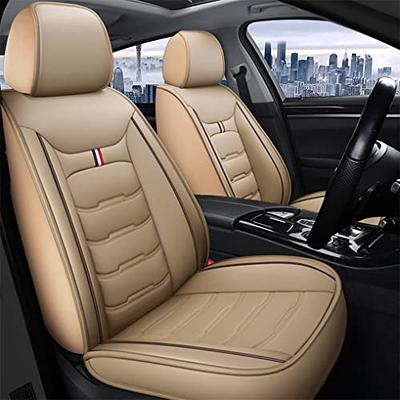 FH Group Car Seat Cushion Durable Black PU Leather Car Seat Cushions, 2 Piece Front Set Car Seat Cushion, Bottom Seat Protector, Water Resistant Car