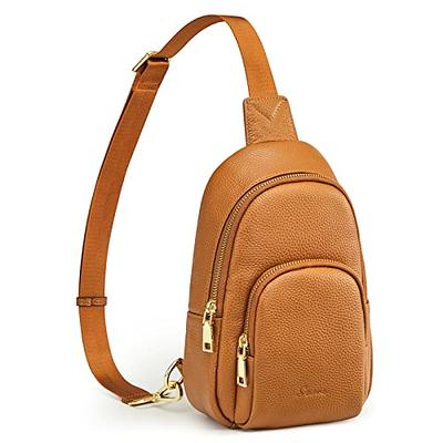 Mens Leather Sling Bag Crossbody Chest Bag Shoulder Bag Backpack Hiking  Travel