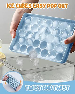 Rantizon Silicone Ice Cube Trays, Small Ice Cube Tray 3 Pack-152  Circles&Squares with lid, BPA