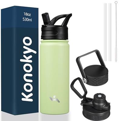 JoyJolt Vacuum Insulated 32-oz. Water Bottle with Flip Lid & Sport Straw Lid, Green