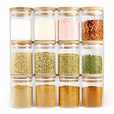 VITEVER 12 Pack, 8 OZ Thick Glass Jars with Bamboo Lids, Bulk