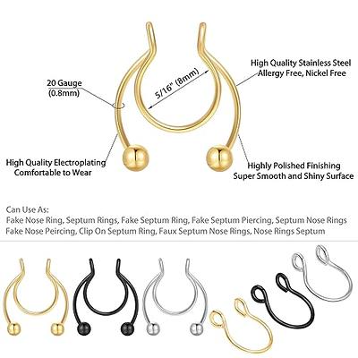 1PCS Crystal fake nose ring round shape Fake septum Piercing Hoop For Women  faux clip Stainless steel Body Jewelry | Lazada