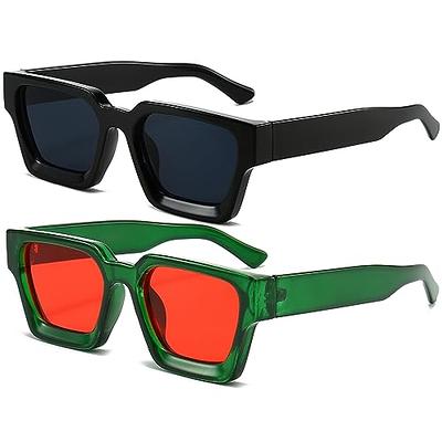 AIEYEZO Square Sunglasses for Women Men Square Thick Frame Sun Glasses  Simple Designer Style Shades (Black/Grey + Clear Green/Red) - Yahoo Shopping