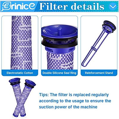 Filter Replacement For Dyson V6 V7 V8 Animal Absolute Cordless Stick Vacuum  Cleaner, 2 Post & 2 Pre Filters Replacements, Compare To Part # 965661-01
