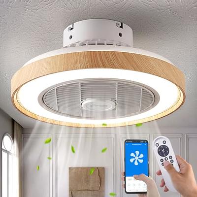 Oaks Aura DC2005 20in.LED Smart App Remote Control Ceiling Fans with Lights, Low Profile DC Motor Flush Mount Ceiling Fan for Bedroom