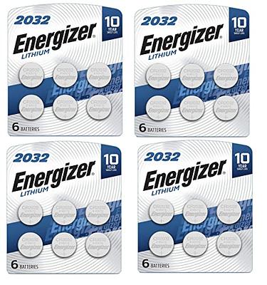 Energizer CR2032 Batteries, 3V Lithium Coin Cell 2032 Watch Battery,White  (6 Count)