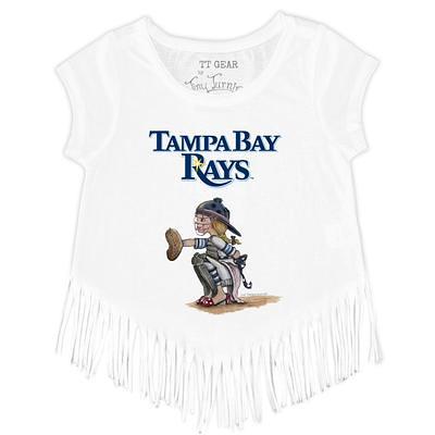 Youth Tiny Turnip White/Navy Tampa Bay Rays Baseball Love 3/4-Sleeve Raglan T-Shirt Size: Small