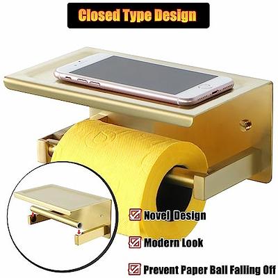 VAEHOLD Self Adhesive Toilet Paper Holder with Phone Shelf Stainless Steel  Wall Mounted Toilet Paper Roll Holder - Rustproof and Bathroom Washroom Tissue  Roll Holder with Storage Shelf - Gold - Yahoo Shopping